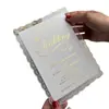 Convites de casamento com borda de renda e folha de ouro, cartões de convite vintage estilo europeu, envelopes com relevo de pérola, conjunto completo de convites