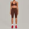 Conjunto de Yoga Autumn Sand Cepillado, Ropa de Yoga Fitness Ajustada de Secado Rápido, Conjunto de Dos Piezas para Correr y Deportes 1358+3729