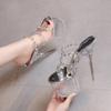 Sandalias de Tacón Alto Hentian Europeas y Americanas 20 cm Zapatos de Cristal para Mujer Tacones Finos de Sauce Zapatos Romanos Aliexpress Comercio Exterior Talla Grande Tacones Altos