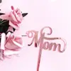 Decoración para Hornear Pastel Mamá Feliz Cumpleaños Día de la Madre Acrílico Topper Inserto Edición Limitada del Día de la Madre