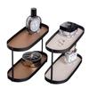 Rack de Armazenamento de Cosméticos de Camada Dupla Estilo Simples Metal Armazenamento de Mesa Joias Multiuso Entrada Prateleira de Armazenamento de Joias