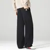 Pantalones casuales de pierna ancha de algodón puro de peso pesado para hombre, estilo americano de alta calle, plisados, lavado vintage, pierna recta, corte holgado, pantalones de trabajo, 2026