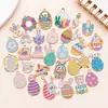 Nuevo Dibujo Animado Lindo Conejo Huevo de Pascua Goteo de Aceite Colgante de Aleación de Zinc Colgante Accesorios de Joyería para Pulsera DIY