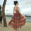 Vestido Largo Floral Estilo Retro Francés con Tirantes, Vestido de Fiesta, Tejido de Punto Tie-Dye de Verano con Cintas