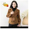 Nuevo Abrigo de Lana con Solapa Ajustado para Mujer Otoño Invierno Lujo Ligero Sensación de Alta Gama Abrigo Corto de Lana Venta al por Mayor Transfronteriza