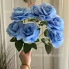 Venta al por mayor Fábrica Salón de Bodas Hotel Accesorios de Decoración Floral Decoración Suave Flores Artificiales Decoración Azul Materiales de Flores Simuladas