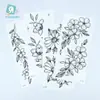 Pegatinas de Tatuaje Florales de Boceto Nuevo Transfronterizas Mariposa de Gama Alta Rosa Blanco y Negro Tatuaje Temporal Pequeño Fresco Impermeable