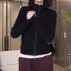 Jaqueta Cardigan com Gola Alta Derong Feminina Solta Casual Mais Fácil de Combinar Design de Cor Bolso Casual Zíper Moletom