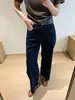 Jeans de Mujer 'Tencel Lino' con Corte Relajado, Encaje Hueco, Diseño de Pierna Ancha Recta con Caída
