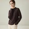 Suéter de punto fino con motas de cachemir para mujer, tejido holgado para otoño e invierno, suéter de cachemir versátil y cálido, beige suave