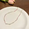 Colar de Nó Colorido com Contas de Verão para Mulheres, Moda de Luxo Leve, Gargantilha de Miçangas Pequenas, Corrente de Pescoço Doce Versátil de Nicho