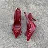Tacones de Aguja Poco Profundos con Punta Aguda Estilo Francés con Lazo y Sandalias de Espalda Abierta para Mujer, Tacones Rojos Versátiles, Nuevo Modelo Otoño/Invierno 2026