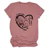 Amazon Ebay Site Independente Moda e Único Feminino Vida de Acampamento Coração Redondo Gola Redonda Manga Curta Camiseta Novo Modelo de Comércio Exterior