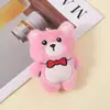 Nuevo colgante de oso de peluche de dibujos animados, muñeco de oso lindo con lazo, llavero para mochila de estudiante, decoración de juguete de peluche