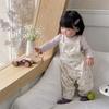Conjunto Macacão Bebê Floral Escandinavo Roupas de Passeio Macacão Camisa Base Menina Bebê Conjunto Duas Peças para Criança Pequena Fresco
