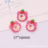 Resina de simulación accesorios lindo creativo oso fresa dona DIY funda para teléfono móvil hebilla de zapato accesorios para el cabello material de parche