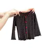 Camiseta de niña para Primavera y Otoño, moda elegante para bebés y niños, top básico a la moda con diseño de encaje y corazón estilo coreano, popular y moderno
