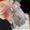 Nuevos Guantes Cálidos de Punto Engrosados para Mujer en Otoño e Invierno Estudiantes Color Sólido Guantes sin Dedos para Pantalla Táctil Venta al por Mayor