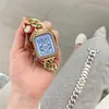 Para Apple Applewatch1-8 SE estilo Xiaoxiang cadena de mezclilla de fila única de metal correa de reloj iwatch