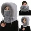 Gorro Lei Feng Engrosado y Cálido para Mujer con Bufanda y Guantes Integrados, Gorro Pulóver de Forro Polar de Invierno, Gorro Cortavientos para Ciclismo