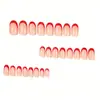 Set de Uñas Artísticas Transfronterizo Europeo y Americano de 24 Piezas, Estilo Chica Picante Simple y de Moda, Diseño Francés Rojo, Uñas Postizas de Forma Almendra de Longitud Media al por Mayor