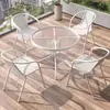 Mesa Pequena e Cadeiras para Varanda Conjunto de Chá Lazer Conjunto de Mesa e Cadeiras para Exterior Loja de Chá com Leite Mesa Externa de Vidro Temperado com Efeito Ondulado