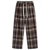Pantalones a cuadros de lana vintage para mujer, otoño/invierno 145, nuevos pantalones casuales de algodón 150, pantalones anchos con forro polar, color de contraste pequeño