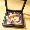 Pulsera de Amatista Natural Fuego Loto Morado Nueve, Venta Caliente en Vivo, Adorno de Mano Estilo Nacional Pequeño Rojo Multi-Tesoro, Pulsera Original de Cristal Blanco