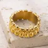 Anillo de Acero Inoxidable Fundido Transfronterizo Nuevo Diseño de Anillo de Cuentas Multicapa Gota de Agua Chapado en Oro de 18 Quilates Joyería de Acero de Titanio