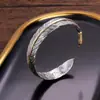 Pulseira Retrô Abertura Personalidade Retrô Envelhecida Pulseira Pena Grama Tang Masculina Feminina Venda Direta da Fábrica