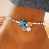 Moda europea y americana estilo nacional pulsera de tobillo de estrella de mar concha turquesa perla bohemia playa caracola trabajo de pies hecho a mano