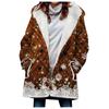 Abrigo trench de mujer nuevo de 2023 de venta caliente transfronteriza invierno engrosado estilo europeo y americano patrón navideño abrigo con capucha lote