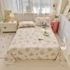 Lençol de Cama 100% Algodão Peça Única, Capa de Colcha 100% Algodão, Lençol Individual para Cama Suspensa de Dormitório Estudantil, Estilo Moderno Minimalista Floral de Plantas
