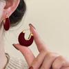 Pendientes Estilo Fragancia Antigua Media Serie Rojo Vino Barroco Retro Lujo Ligero Oro Rubí Pendientes Novedad para Mujer