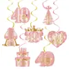 Guirlanda de decoração de aniversário transfronteiriça ornamento pendurado espiral banner de aniversário de 40 50 60 anos decoração pendurada ornamento de favo de mel