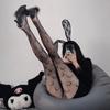 Pantalones de encaje de red de pesca de seda negra sexy sin mangas de Lin Linting, medias de seda sexys, lencería tentación 3049