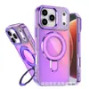 Adequado para Iphone18Promax Sombra Brilhante Camaleão Suporte Magnético Capa de Celular Samsung S25 Capa Protetora Anti-Queda