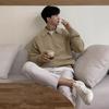 Suéter de Media Cremallera para Hombre Otoño e Invierno Estilo Coreano Retro de Alta Gama Estilo Lazy Solapa Suéter Tejido Suéter Casual Holgado