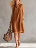 2026 Modelo nuevo de verano transfronterizo europeo y americano estación independiente de Amazon vestido casual para mujer sin mangas cuello en V botón de bolsillo