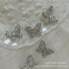 Nueva tarjeta de mariposa simétrica de aleación de diamante completo de 20 mm de fondo plano, materiales de diseño decorativo Gumei para peinados de bricolaje hechos a mano