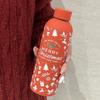 Nueva taza de vacío de acero inoxidable navideña portátil con patrón navideño, taza de agua para estudiantes masculinos y femeninos, taza navideña navideña