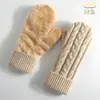 Guantes de Punto Estilo Nuevo Amazon Invierno Doble Capa Polar Engrosado Cálidos para Ciclismo Guantes de Exterior Manoplas para Mujer