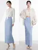Falda casual básica de corte recto largo para mujer, de calidad boutique Miyake, superventas, color liso, versátil para el uso diario