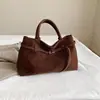 Nova Bolsa de Mão para Comércio Exterior Transfronteiriço Versátil Retro Camurça Bolsa Tote Fosca de Mão Ombro Leve para Mulheres