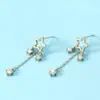 Moda Tendencia Estilo Coreano Pendientes Largos con Borlas de Estrella de Cinco Puntas Pendientes Elegantes Estrella Strass Circonita Pendientes Personalizados