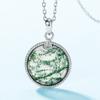Cross-border novo disco atmosférico natural ágata aquática pingente S925 prata verde musgo colar simples moda personalizado