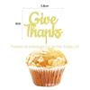 Glitter Gold Give Thanks inserção de cartão de bolo Ação de Graças Plug-in de decoração de festa de Ação de Graças