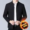 Transfronterizo2026 Primavera y Otoño Nuevo Color Sólido Chaqueta Cardigan para Hombre Corte Holgado Casual de Negocios Grueso Cuello Alto