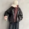 Ropa para niños chaqueta para niños primavera y otoño 2026 nuevo atuendo de otoño ropa para niños para niños mayores, chaqueta de cuero de otoño genial y moderna