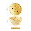 Frete Grátis Personalizável Tigela de Arroz Cerâmica de Alto Valor com Bolinhas Estilo Creme Fofo Tigela de Salada Tigela de Sopa Doméstica Louça Cerâmica